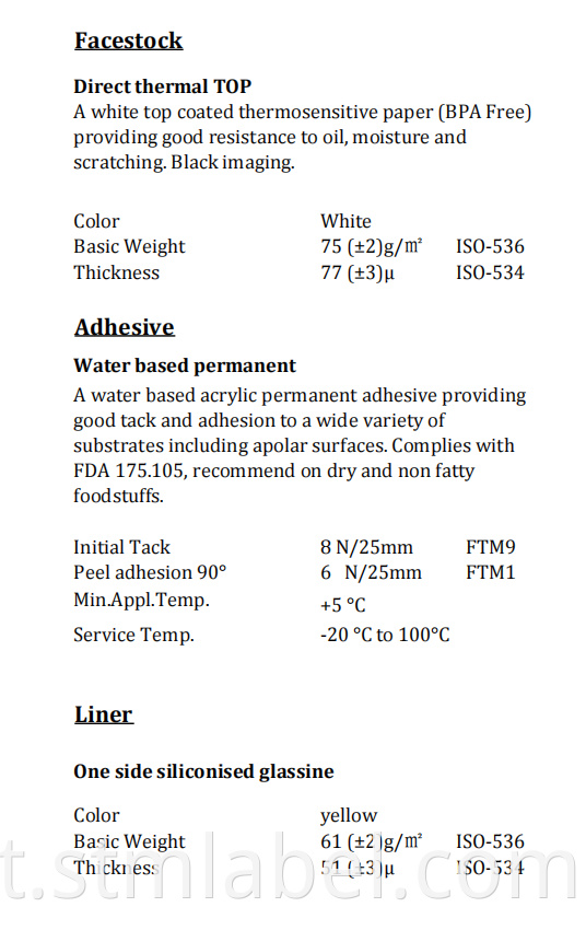 Thermal Top Acrylic Yellow Glassine Tds